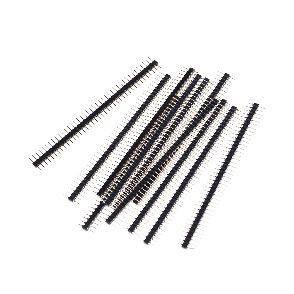 10pcs/lot 40 Pin Connector Gold Plated Straight Round Pin Header Strip