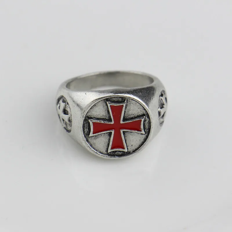 DCARZZ, кольцо с красной эмалью, круос, мужское, Тамплиер, античный Серебристый милый, кольцо для косплея, геймера, модное ювелирное изделие, обручальное кольцо, кольцо для женщин, подарок