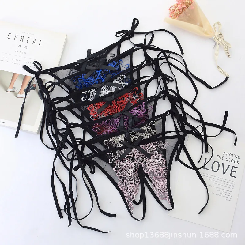 7color Gift beautiful lace leaves Women's Sexy lingerie Thongs G-string Underwear Panties Briefs Ladies T-back 1pcs/Lot JS668