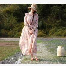 Продукт, запуск летом года, дизайн свободный большой ярдов льняное женское платье