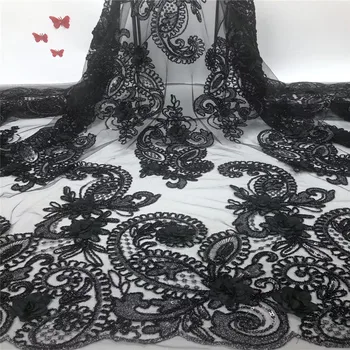 

MadisonNigerian Embroidery Net Lace Wholesale 3D Tulle Lace Fabric with Beads Hot Sale African French Lace Fabric