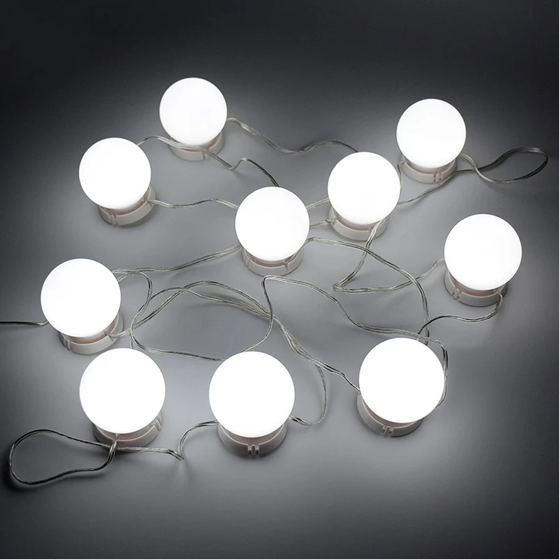 

Makeup Mirror Vanity LED Light 10 Bulbs Kit USB Charging Port Cosmetic Lighted Make Up Mirrors Bulb Adjustable Brightness Lights
