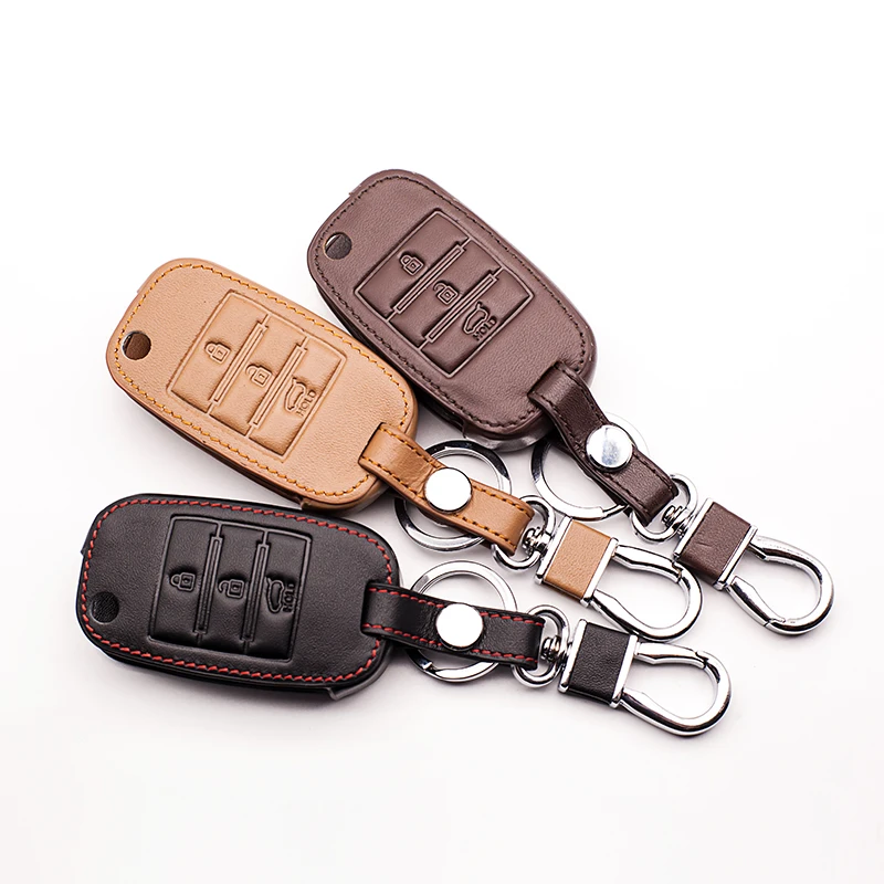 

fold Leather Folding Car Key For Kia Rio Sportage Ceed QL KX5 Sorento Cerato K2 K3 K4 K5 Set Key Flap Case Cover Remote Jacket