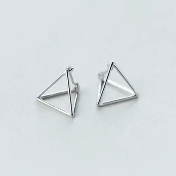

Contemporary 3D Triangle 925-sterling-silver Pyramid Earrings Simple & Chic Hoop Earrings Korean Sterling-silver-jewelry Circle