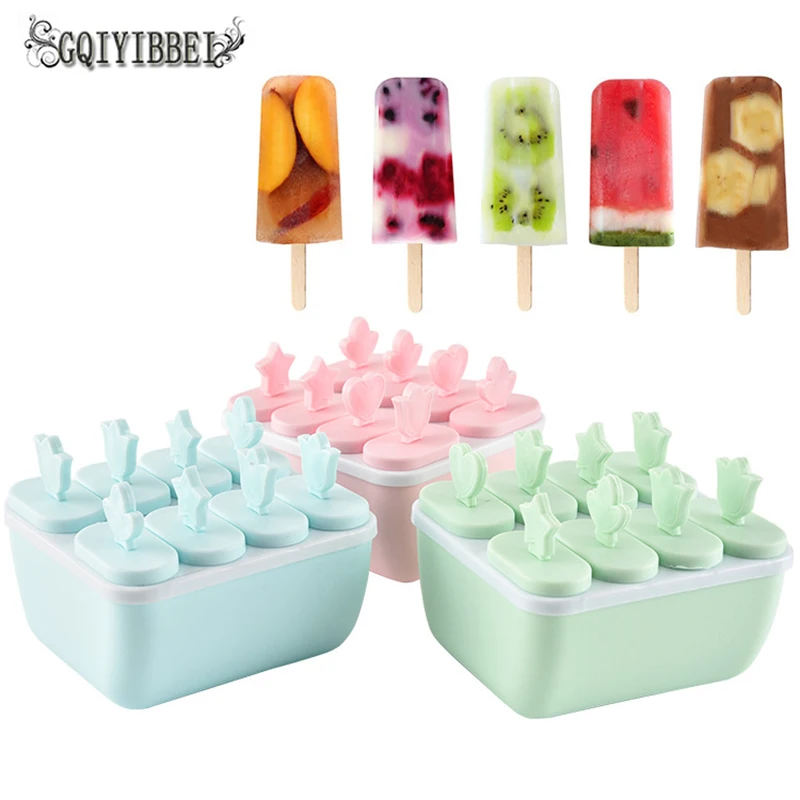 

8 Cell Ice Cream Pop Mold Clear DIY Mould Tray Pan Popsicle Candy Useful Frozen Freezer Lolly Maker Yogurt Stick Ice Cream
