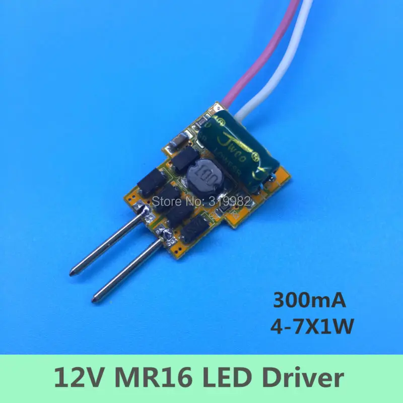 

2 pcs/lot 4-7X1W 300ma MR16 LED power driver for 12V 4W 5W 6W 7W LED MR16 5X1W 7X1W lamp transformer for led spot lamp