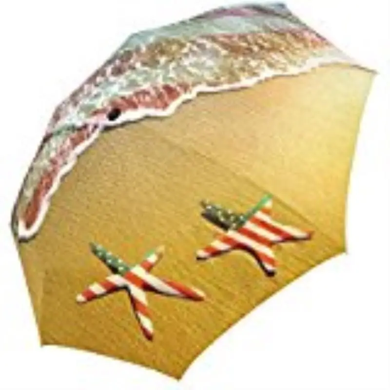 Starfish with USA Flag Custom Foldable Sun Rain Travel Umbrella 100