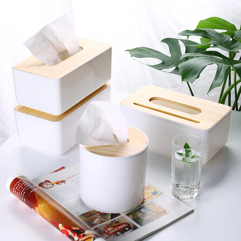 

Wooden Tissue Box Container Towel Napkin Tissue Holder Paper Dispenser Fashion Tissue Holder Case for Office Home Decoration 78