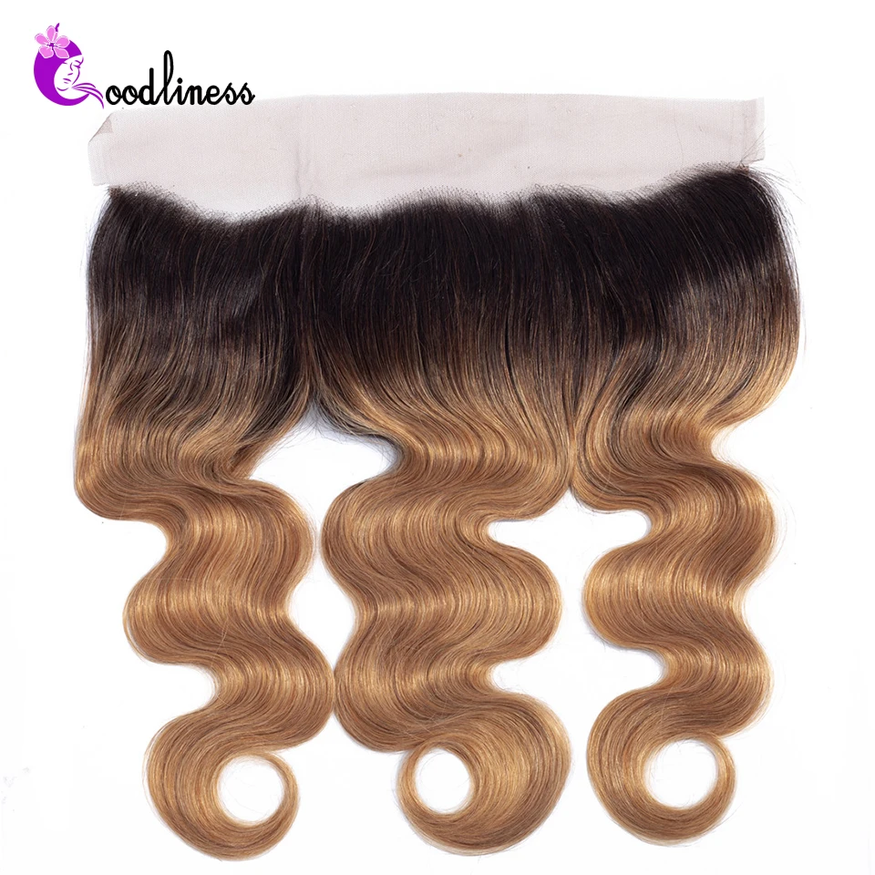 

Ombre 13x4 Ear To Ear Lace Frontal Closure 1b/27 Two Tone Color Ombre Brazilian Body Wave Honey Blonde Human Hair Frontal