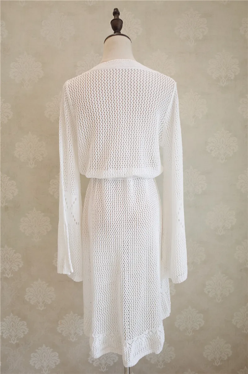 Women's Sexy White Crochet Tunic Cover-Ups