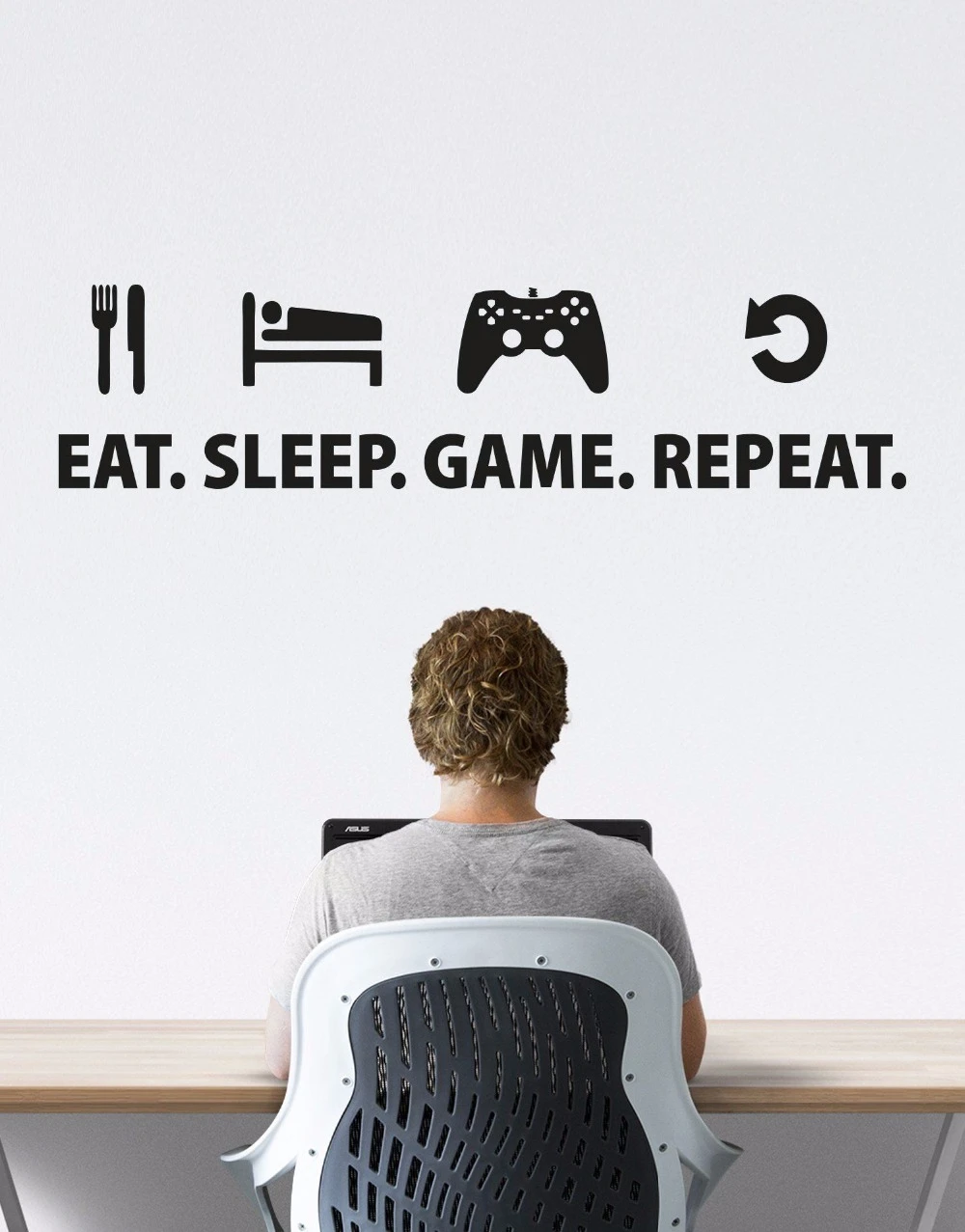 食べるゲーム繰り返しゲーマー壁デカール引用 6123ゲームルームのインテリア Wall Stickers Aliexpress