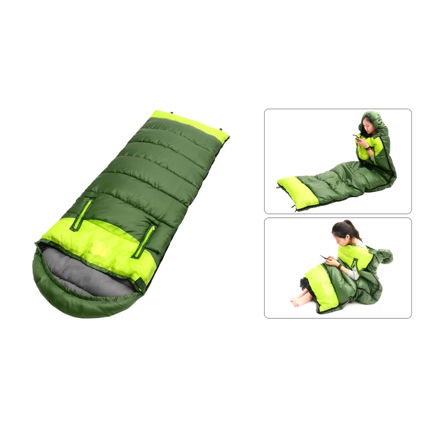

FLYLITTE Outdoor Camping Sleeping Bags Envelope Type Splicing Double Cotton Adults 3 Season Travel Sleeping Bag Outdoor Tackle