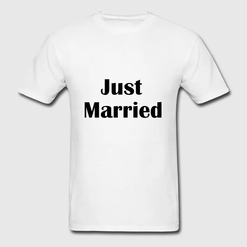 Забавные Повседневное Для мужчин футболка одежда Just Married футболки круглый вырез