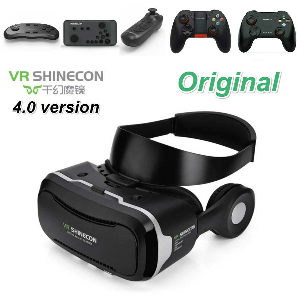 VR Shinecon 4 0 стерео виртуальная реальность смартфон 3D очки гарнитура Google BOX кнопка