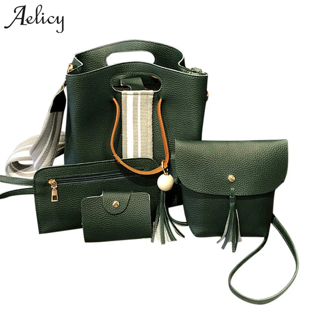 Aelicy Новая 4 шт. композитная сумка для женщин Сумка PU кожаная сумка на ремне Женская Повседневная сумка маленькая сумка Bolsa
