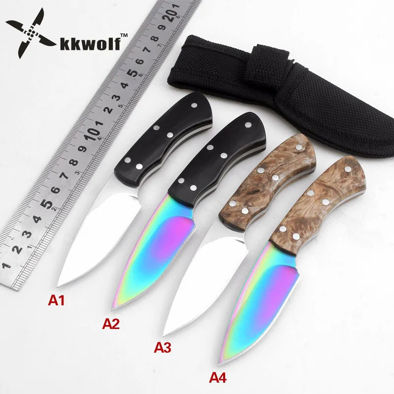 

KKWOLF EDC Fixed Blade Knife 440C Blade Tactical Pocket Knife Camping Survival Tools Hunting Knives Never Fade Multicolour Tool