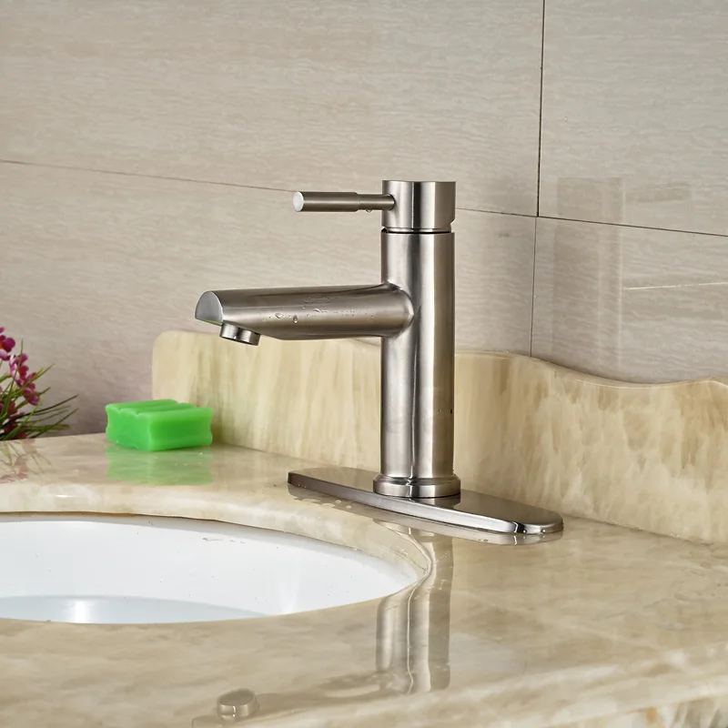

8 inches Hole Cover Countertop Sink Mixer Taps One Hole Vessel Sink Bathroom Faucet Brushed Nickel