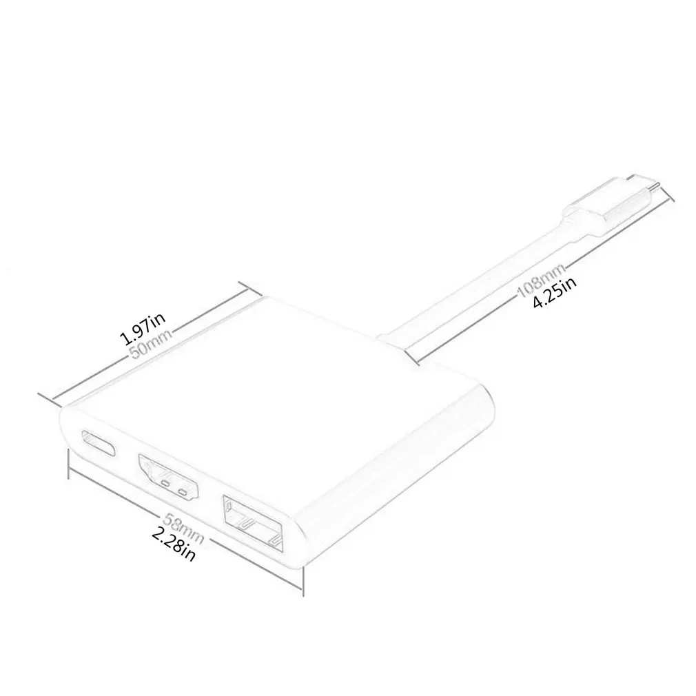 3 в 1 портативный Usb в Hdmi 3,1 конвертер адаптер type c в hdmi HDMI/USB 3,0/type C адаптер type-C Алюминиевый для Macbook серый