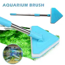 Аквариумная губка для аквариума, щетка для очистки, выдвижной инструмент для очистки аквариума, треугольная кисть с длинной ручкой для