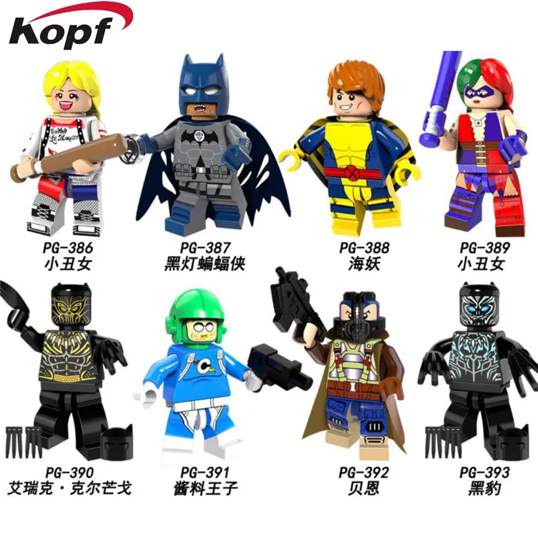 

Single Sale Harley Quinn Black Lantern Batman Bane Erik Killmonger Super Heroes Model Building Blocks Toys for children PG8100