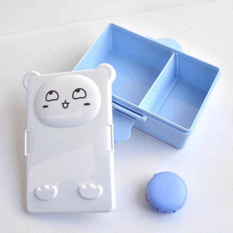 Cartoon Lovely Bento Boxes Double Layer Plastic Sandwich Lunch Box Food Storage Box Microwave Oven for Kids alimentaire Case