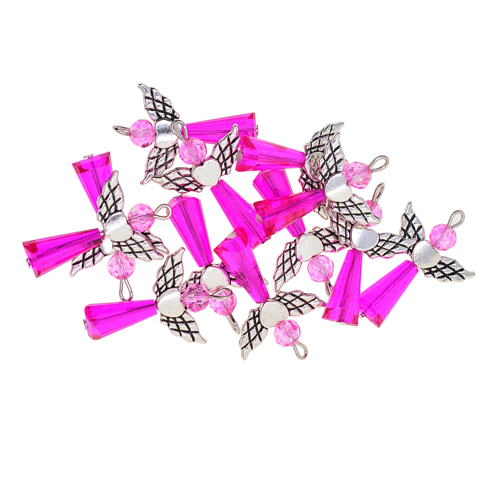 12pcs Alloy Acrylic Handcrafts Angel Charms Pendant Ornaments Fashion Jewelry bracelets necklaces DIY Crafts  for Kids Gifts 