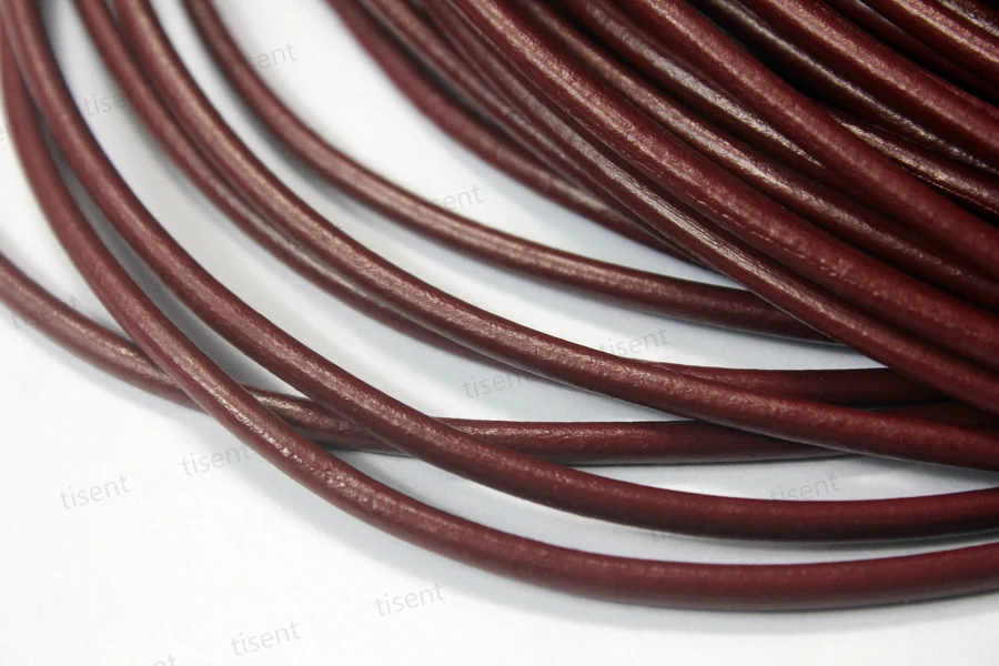 4mm round Maroon leather cords, 4mm genuine/real leather strap QTY 2