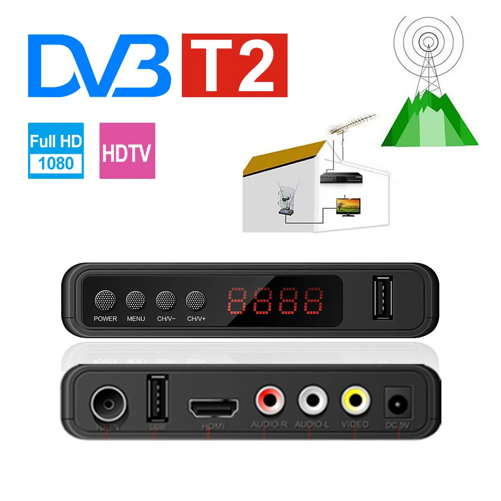 

HDMI Satellite Tv Receiver Tuner Dvb T2 Wifi Usb2.0 Full-HD 1080P Dvb-t2 Tuner TV Box Dvbt2 Built-in Russian Manual With Antenna