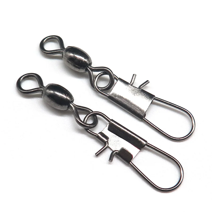 Minfishing 50pcs barrel swivel  b type snap rolling swivels hook