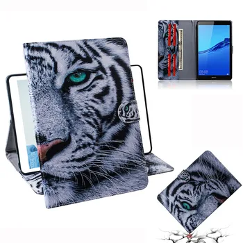 

For Samsung Galaxy Tab S5e 10.5 T720 T725 Tablet Case Flip Cover Stand Leather Wallet Coloured drawing Tiger Lion Owl Flower