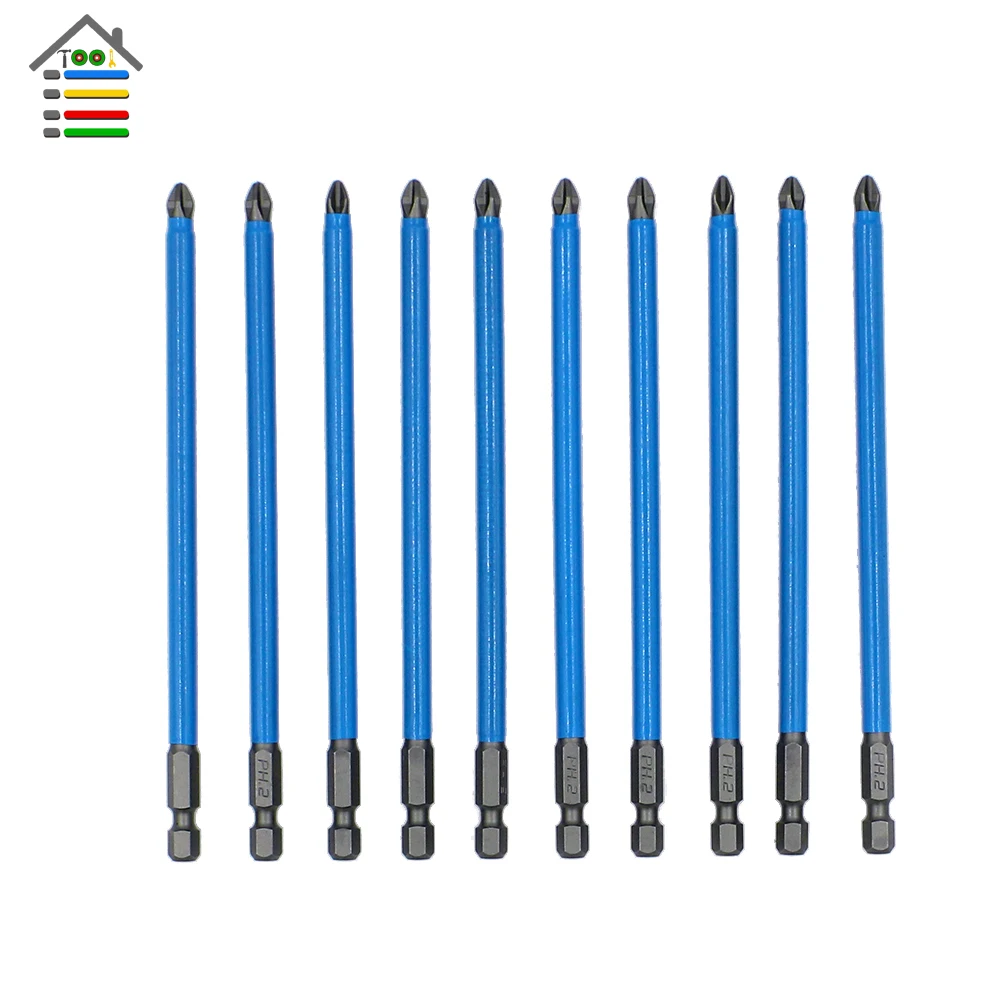 AUTOTOOLHOME 10 шт. S2 Противоскользящий Магнитный длинный набор отверток PH2 150 мм 1/4