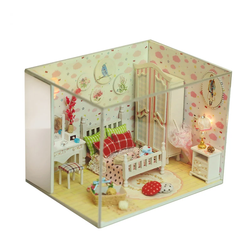 

DIY Miniature Cottage Villa with Music Handmade Mini Princess House with LED Dust Cover Wooden Model Toy Creative Gift for Girls
