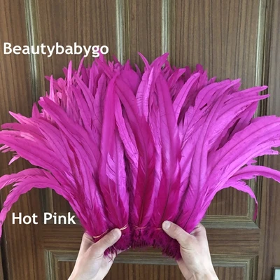 16~ 18 дюймов 40~ 45 см перо петуха или куриные хвосты перо - Цвет: hot pink