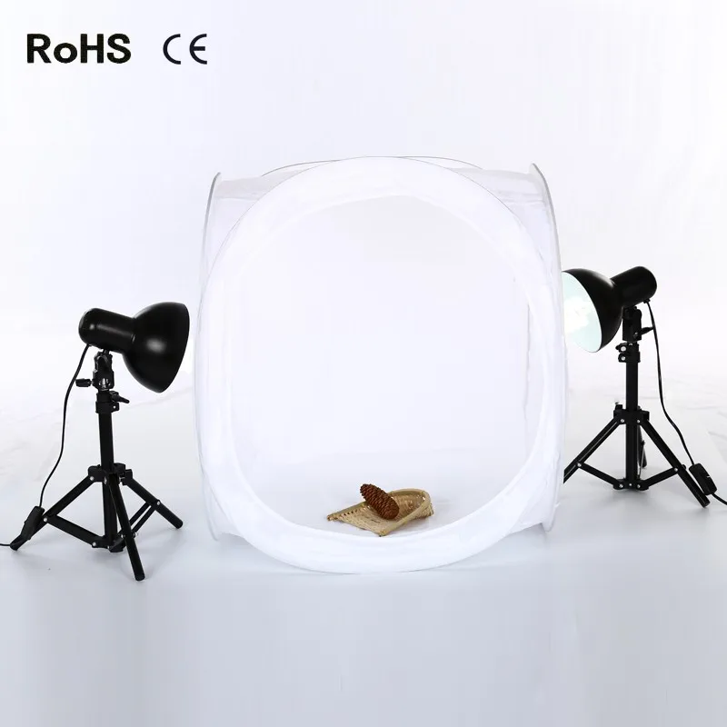 

60*60*60cm Square Perfect Photography Light Tent-Photo Cube Softbox Light Box with 2*diameter 15cm Reflective Light Head&bulbs