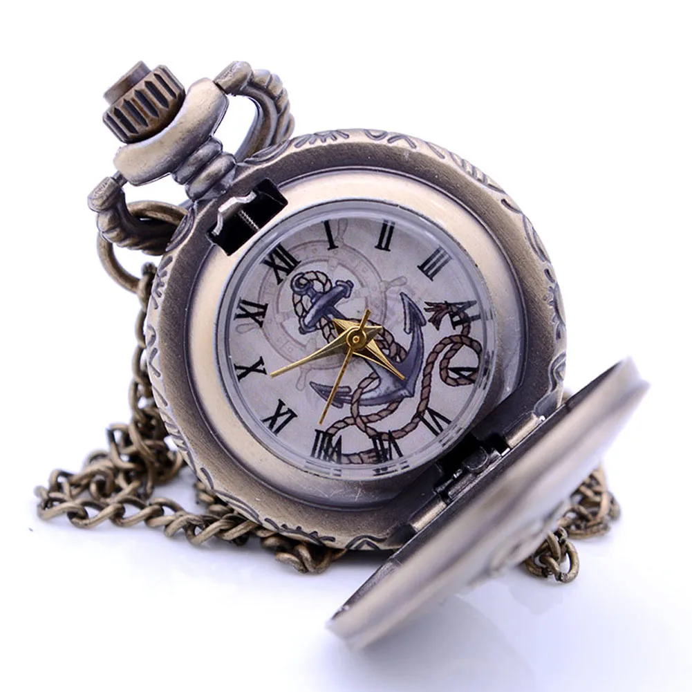 Маленький размер руля якоря кварцевые карманные часы мужские ожерелье цепь кулон Аналоговый подарок Детская игрушка relogio de bolso