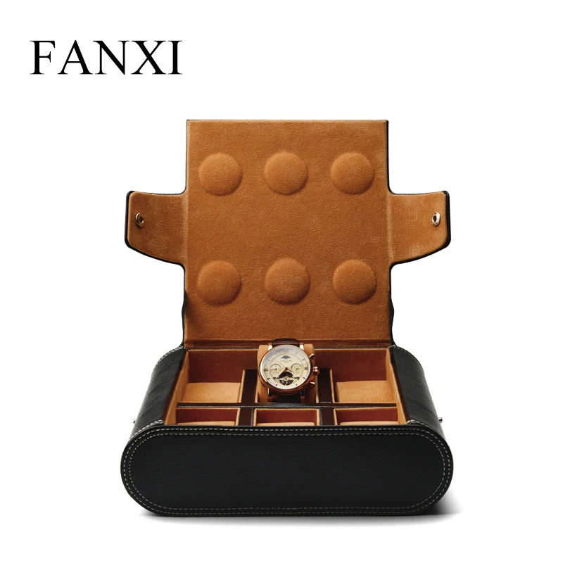 Fanxi новые черные ПУ кожаные Наручные часы дисплей Сумка Портативные хранения