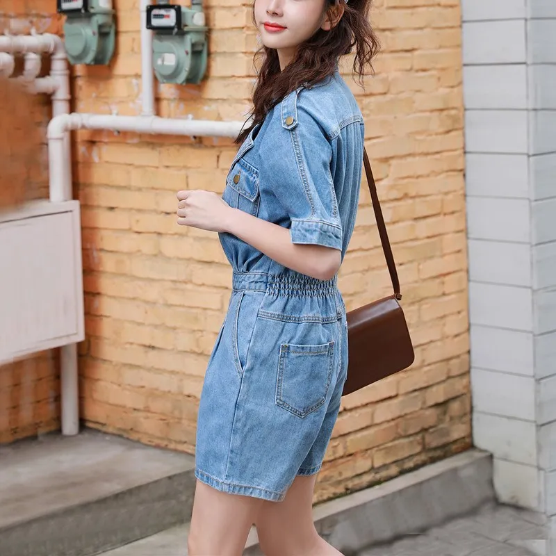 Hot Sale Fashion Streetwear Denim Overalls Women 2019 Summer Short Sleeve Bodysuit High Waist Jeans Romper Wide Leg Jumpsuit Hot Sale Fashion Streetwear Denim Overalls Women 2019 Summer Short Sleeve Bodysuit High Waist Jeans Romper Wide Leg Jumpsuit