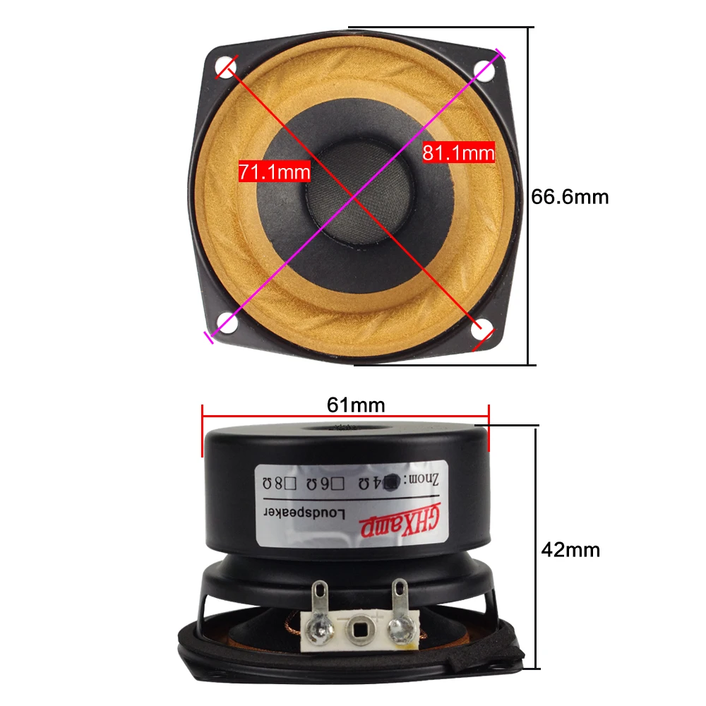 Ghxamp 2.5 Inch 15W Full Range Speaker Cloth Hanging Edge Hifi TV Computer Desktop Audio Unit Loudspeaker Desktop 2pcs