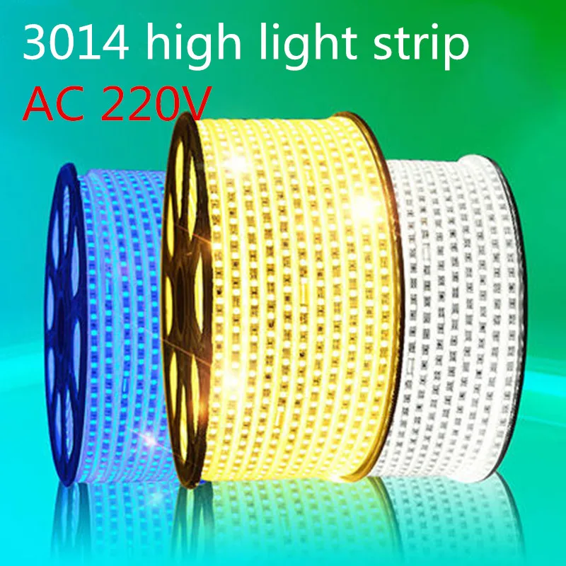 

100m/roll 3014 AC 220V soft light strip 120led/meter waterproof IP65 lamp with power plug factory wholesale DHL free shipping