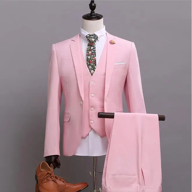 Buy 2017 New Style Pink Jacket Pants Vest Groomsmen