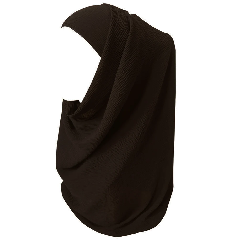 Жемчуг пузырь шифон мусульманский хиджаб шарф платок обёрточная бумага морщин плиссированные полосы большой размер простые цвета - Цвет: 15 dark brown