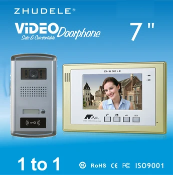 

ZHUDELE Top Quality 7" Color TFT LCD Monitor Video Door phone Intercom System Waterproof Doorbell Camera w/t ID Card Unlocking