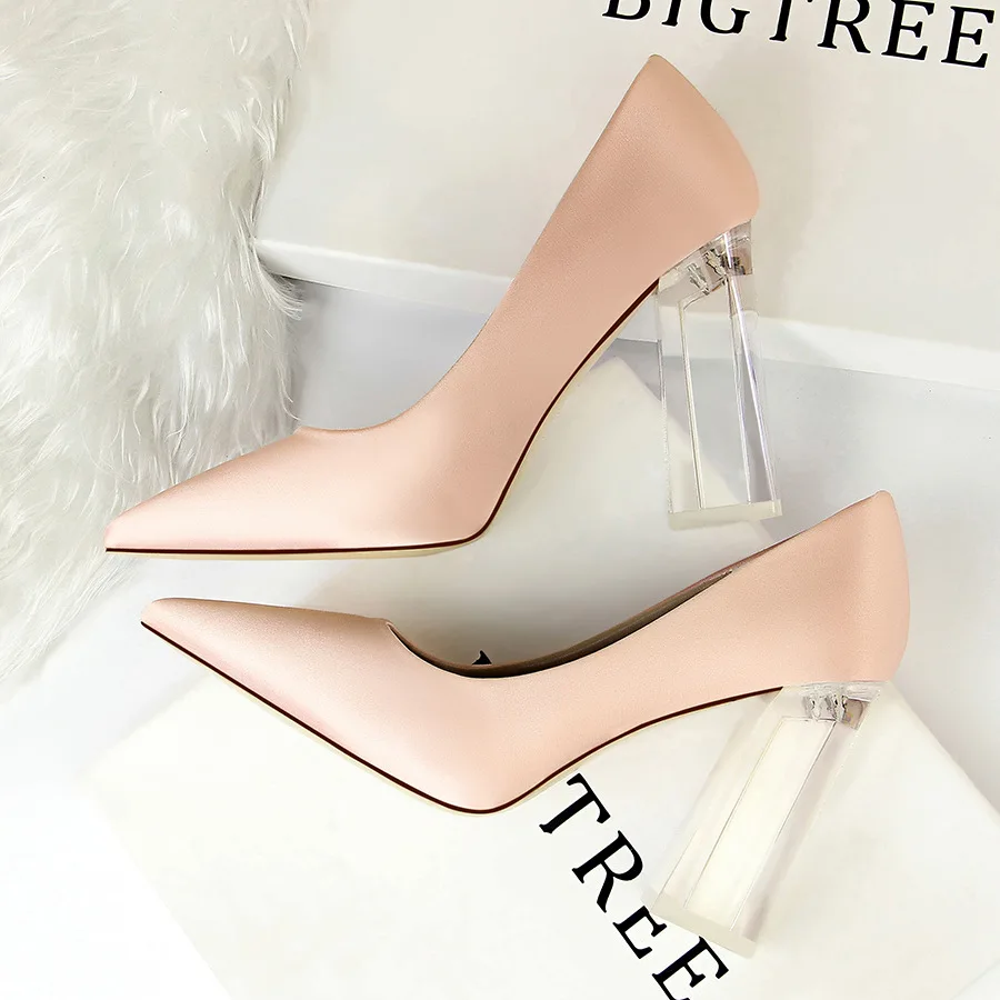 

Moraima Snc 2019 Twelve Colors The New Basic Style Lady Pointed Toe Clear Heels Shallow Solid Lady Single Shoes Female Shoes
