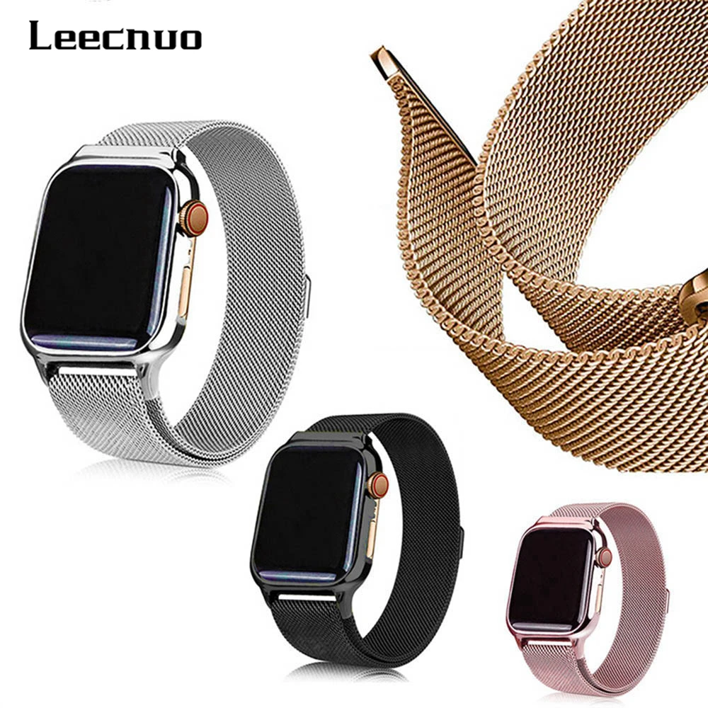 Leecnuo Нержавеющая сталь ремешок для наручных часов для Apple Watch серии 1/2/3 ремешок ремень, 42 мм, 38 мм, версия металлическая Миланский ремешок для часов