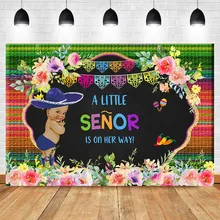 Mexico Baby Shower Backgdrop Prince Photo Background Dark Skin Boy Newborn Dessert Table Decorations Props dark prince