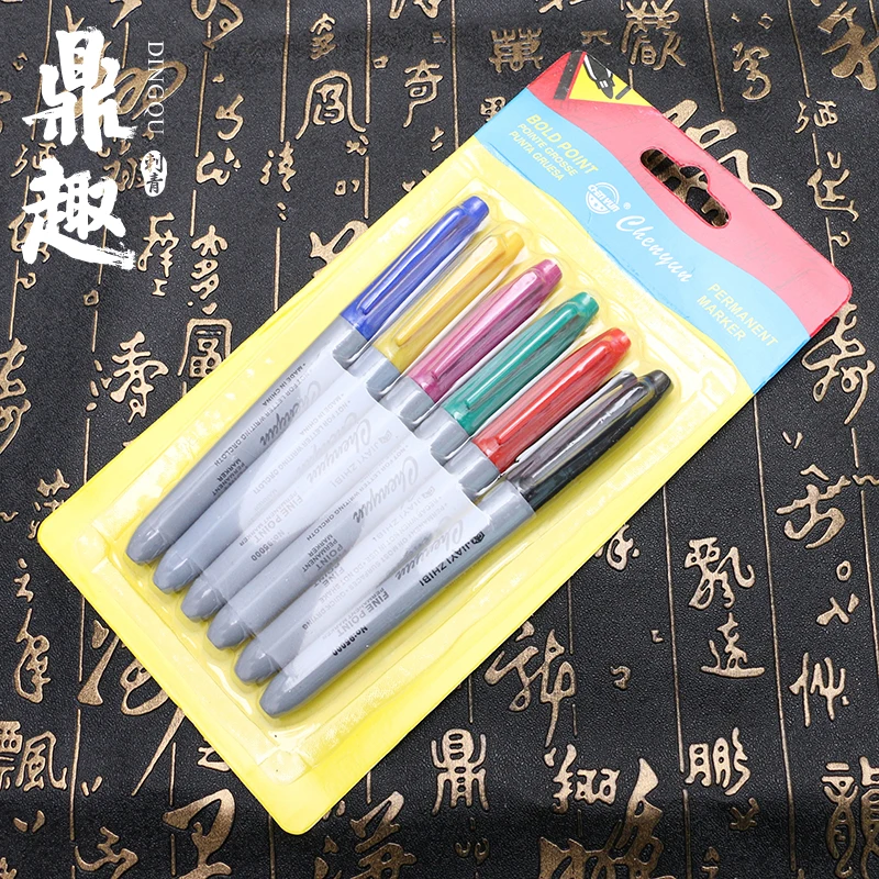 

Plastic Colorful Permanent Makeup 6 Color Marker Pen Training Free shipping Novelty Transfer Pen Tattoo Accessories TC506