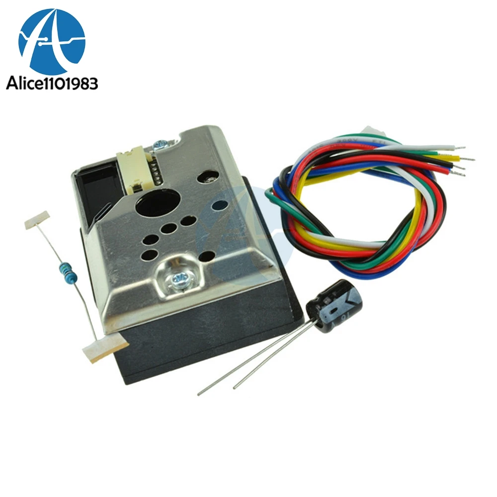 

PM2.5 Dust Sensor Module GP2Y1010AU0F Compact Optical Dust Sensor Board Smoke Particle Sensor Module With Cable