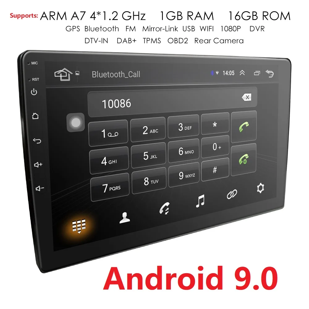Android 9.0 universal Car Radio 10.1