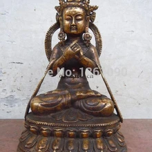 Xd 001042 " Китай медь бронза gild резные мелко Манджушри будды Скульптура