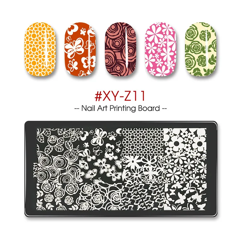 Saviland дизайн ногтей штамп штамповка изображения пластины из нержавеющей стали маникюрный Шаблон трафарет Инструменты 21 стиль на выбор - Цвет: XYZ11